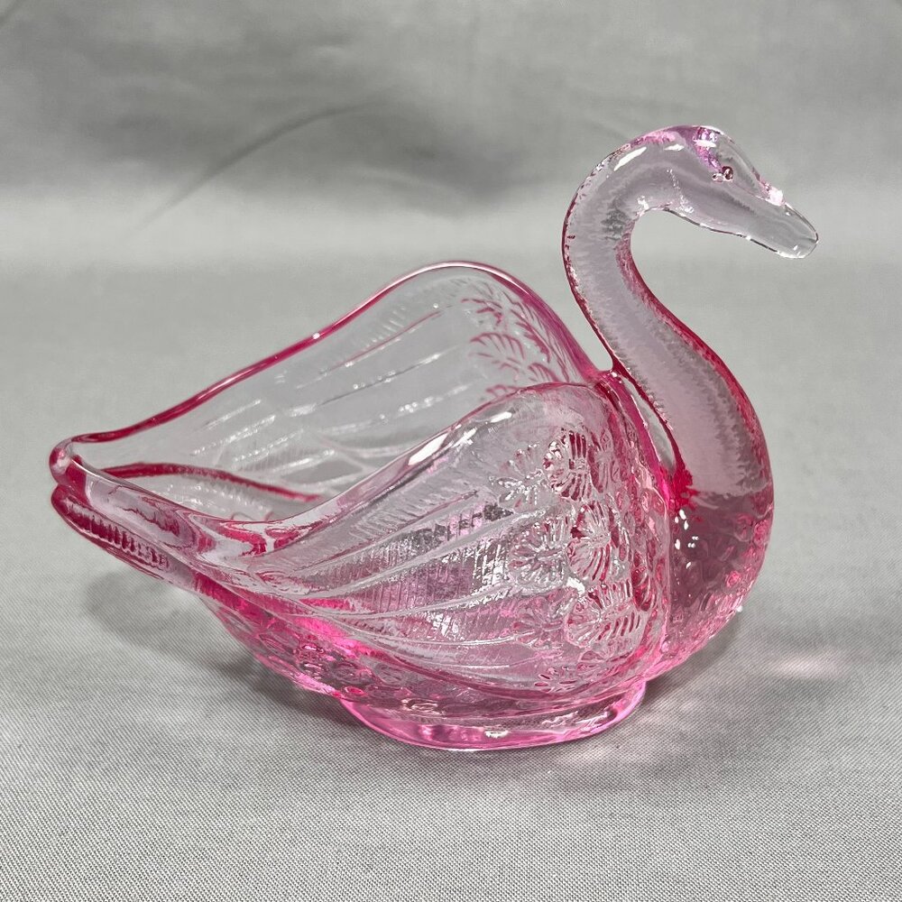 Fenton Pink Glass Swan Candy Dish - Picture 3 of 13